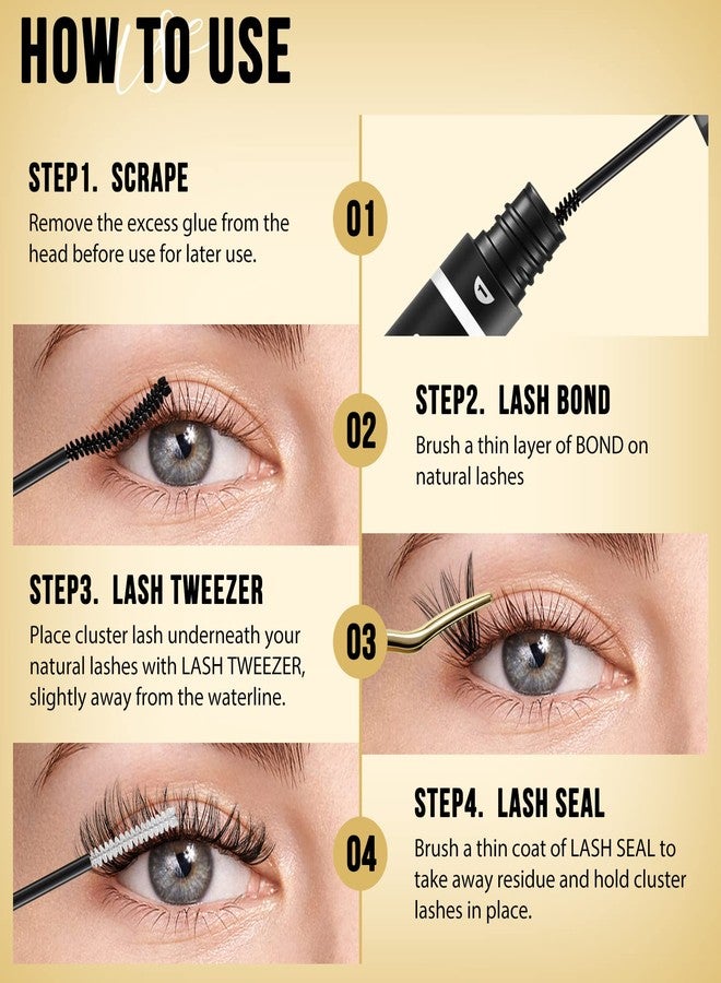 QUEWEL Lash Clusters 320Pcs Cluster Lashes 40D+50D D Curl Lash Clusters Mix12-18mm Individual Eyelashes Clusters Wispy DIY Eyelash Extension Thin Band Soft to Use at Home (40D+50D D Mix12-18) - Image 5